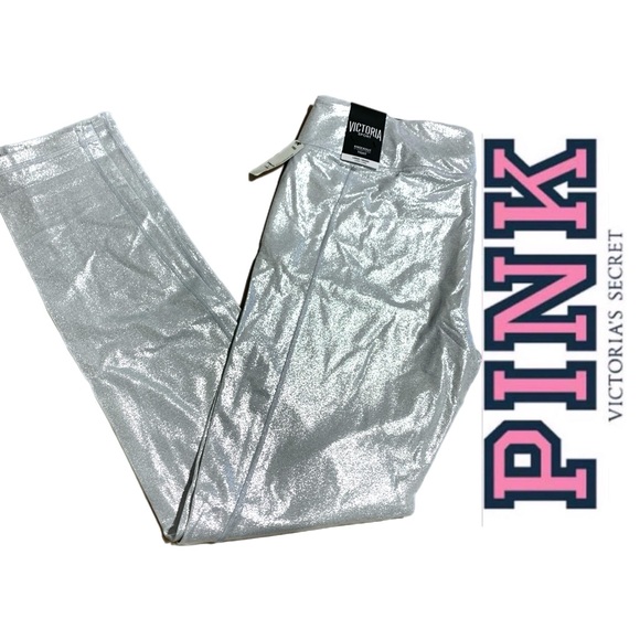 Victoria's Secret Pants - Victoria's Secret Silver White Shimmer Metallic Leggings 6104 - JUST LEGGINGS